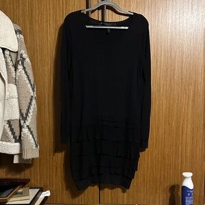 BCBGMaxAzria Black Long Sleeve Layered Dress